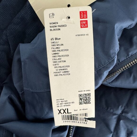 Uniqlo X Clare Waight Keller Warm Padded Blousan Jacket 2XL Blue NWT CJ-1881 - Picture 10 of 14